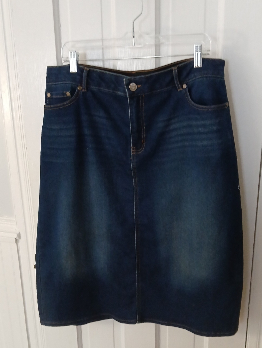 Women's Dark Blue Denim Skirt with Classic A-Line Cut